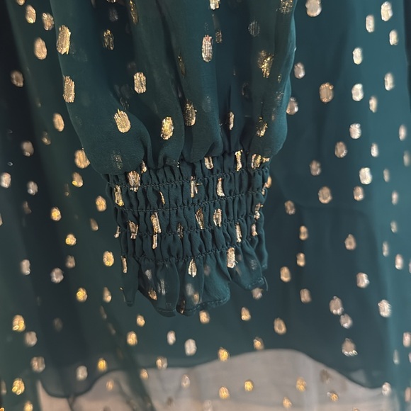๐ NWT ๐ Lilly Pulitzer ๐ Spruce Green Blouse with Gold Polka Dots ๐ Small - Picture 6 of 10